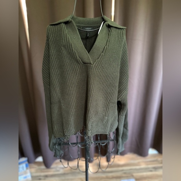 bobi Sweaters - Bobi black Distressed crop sweater​​
